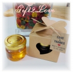 น้ำผึ้งแท้ บรรจุขวดแยม ใส่กล่องกระดาษคราฟท์ปีกหัวใจ