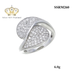 แหวนทองคำขาว ประดับเพชร CZ แหวนทรงหยดน้ำ 2 หยดไขว้กัน ฝังเพชรแวววาวและดูหรูหรา ทรงแบบโมเดิร์น จัดเต็มแบบหรูๆ ดีเทลสวยตรึงใจ