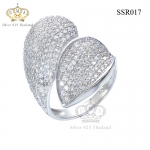 แหวนเงินแท้925เพรชประดับเพรชแท้สวิส เกรดดี น้ำใส