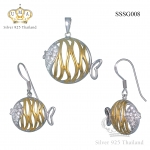 ต่างหูพร้อมจี้ ( ชุบทอง ) = Earring with Pendant ( Gold )