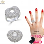 แหวนเพชร ประดับ เพชรCZ ตัวเรือนเงินแท้100% (เงินแท้92.5%) แหวนทรงรูปหัวใจฝังเพชรกลมขาว ฉลุวงกลมตรงกลางหัวใจ สวยหรูดูแพง งานเวอร์วังอลังการ สวยเด่นด้วยดีไซน์ ใส่ติดนิ้วได้ทุกงาน และทุกโอกาสสำคัญ รับรองไม่ซ้ำใครแน่นอน [Size 6 = เบอร์ 52 (ร้านทองทั่วไป)]