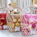 ผ้าแพรรับไหว้ แพคเกจชะลอมหูหิ้ว คละสี