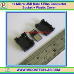 1x Micro USB Male 5 Pins Connector Socket + Plastic Cover