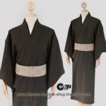 set.กิโมโนชาย สีน้ำตาลเข้ม+ โอบิ