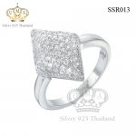 แหวนเงินแท้925เพรชประดับเพรชแท้สวิส เกรดดี น้ำใส