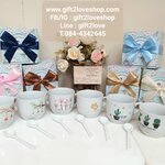 แก้วเซรามิค+ช้อน พร้อมกล่อง