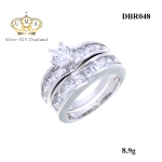 แหวนเพชรคู่ ประดับเพชรCZ แหวนชูเพชรเม็ดโต บ่าประดับเพชรสี่เหลี่ยมคู่กับแหวนแถวประดับเพชรสี่เหลี่ยม สแตคเป็นเซต หรูหราใหญ่อลังการ เก๋กู้ดสะดุดตา ประทับใจแก่ผู้พบเห็น