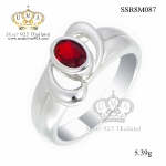 แหวนเงิน ประดับเพชร CZ แหวนพลอยทรงไข่เม็ดโตๆ สีแดงสดใส งานเนี๊ยบมาก แวววาว สำหรับสวมใส่ออกงานราตรี งานสังสรรค์ต่างๆ สะดุดตาประทับใจแก่ผู้พบเห็น