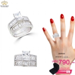 แหวนคู่เพชร ประดับเพชรCZ แหวนเพชรทรงสี่เหลี่ยมเม็ดชู คู่กับแหวนแถวเพชรแทปเปอร์ ดีไซน์ใหญ่อลังการเพชรแวว วาว มีตวามหรูหรา 1 set มี 2 วง สามารถใส่ เป็นสแตคแบบคู่ หรือ แยก ใส่ได้ค่ะ