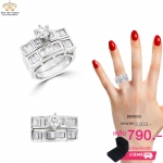 แหวนเพชรคู่ ประดับเพชรCZ แหวนเพชรเม็ดชูกับแหวนแถว สแตคแบบแหวนทรงใหญ่ก็ดูเข้ากันดี ใส่ซ้อนกันหลายวงจนเป็นรูปทรงน่าสนใจน่ามองสวยไปอีกแบบเลยนะคะ