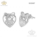 ต่างหูเงินแท้925ประดับเพรชแท้สวิส