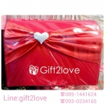 กล่องรับซองหีบสมบัติ หุ้มผ้าไหมสีแดง