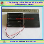 1x กล่องถ่านมีฝา ขนาด AA 4 ก้อน มีสวิตซ์เปิดปิด