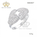 แหวนเงินแท้925เพรชประดับเพรชแท้สวิส เกรดดี น้ำใส