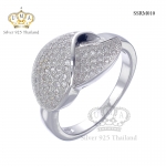 แหวนเงินแท้925เพรชประดับเพรชแท้สวิส เกรดดี น้ำใส