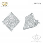 ต่างหูเงินแท้925ประดับเพรชแท้สวิส