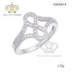 แหวนเงินแท้925เพรชประดับเพรชแท้สวิส เกรดดี น้ำใส