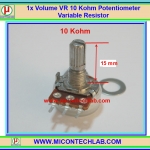 1x ตัวต้านทานปรับค่าได้ 10 Kohm 15 มม. Volume VR