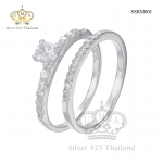 แหวนเงินแท้925เพรชประดับเพรชแท้สวิส เกรดดี น้ำใส