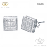 ต่างหูเงินแท้925ประดับเพรชแท้สวิส