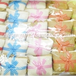 กระเป๋าผ้ากระสอบสีธรรมชาติ คาดโบว์