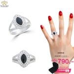 แหวนเงินผู้ชาย ประดับเพชรCZ แหวนทรงลูกตา ล้อมรอบบเพชรกลมขาว บ่าฉลุโปร่ง ดีไซน์เรียบหรูคลาสสิค เหมาะที่จะสวมใส่ติดนิ้วทุกโอกาส