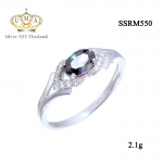 แหวนเพชรcz ประดับเพชร CZ แหวนพลอยรูปทรงไข่สีรุ้ง ช่วงบ่าฉลุโปร่งเล็กน้อย งานเวอร์วังอลังการ ความสวยระดับไฮโซ