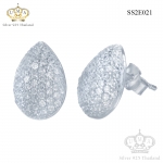 ต่างหูเงินแท้925ประดับเพรชแท้สวิส