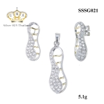 ต่างหูเพชรพร้อมจี้เพชร ( ชุบทอง ) = Earring with Pendant ( Gold )