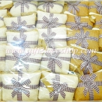 กระเป๋าผ้ากระสอบสีธรรมชาติ คาดโบว์