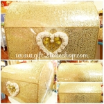 กล่องรับซองสีทอง ผ้าหนังลายนูน