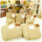 กระเป๋าผ้ากระสอบ คาดกระดาษ พร้อมโบว์