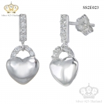 ต่างหูเงินแท้925ประดับเพรชแท้สวิส