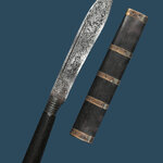 มีดหมอ มีดเทพศาสตรา หลวงพ่อเงิน (พระครูพยุหานุศาสน์) วัดพระปรางค์เหลือง จ. นครสวรรค์ อาจารย์ของหลวงพ่อเดิม วัดหนองโพ จ.นครสวรรค์ ยุคต้น ด้ามไม้ฝักไม้ ลายเสมาครึ่งใบ ขนาดพกพา ลายตอกมาตรฐาน ความยาวรวมฝัก 10 นิ้ว พร้อมบัตรรับรองสมาคม รับประกันแท้สากล