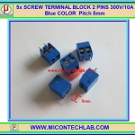 5x คอนเน็คเตอร์แบบสกรูขัน แบบ 2 ขา ระยะห่าง 5 มม.สีน้ำเงิน