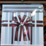 กล่องรับซองผ้าไหม ลายริ้วฟ้า-น้ำตาล