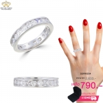 แหวนเพชร ประดับ เพชรCZ แหวนเงินแท้ฝังเพชรเรียงรอบวง ดีไซน์เรียบ แบบก็ไม่มากไม่น้อย งามแบบพอดี