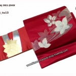 โอบิสำเร็จทรงหมอนสีแดง ผ้าไหมแท้ *มือ2/สภาพดี 80% ลดพิเศษ