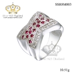 แหวนเงิน ประดับเพชร CZ แหวนดีไซน์สวยหรู ออกแบบสวยขาดแบบเต็มไม้เต็มมือดั่งกับนางพญา ดีไซน์ใหญ่อลังการ งานเนี๊ยบละเอียดสุด ๆ ต้องอาศัยช่างผู้ชำนาญ