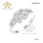 แหวนเงินแท้925เพรชประดับเพรชแท้สวิส เกรดดี น้ำใส