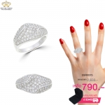 แหวนเพชร ประดับ เพชรCZ ดีไซน์ใหญ่อลังการ ‬มีมิติโดดเด่นเกินหน้าเกินตาแบบเต็มนิ้วกันไปเลย งานโดดเด่นไม่เหมือนใคร