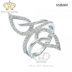 แหวนเงินแท้925เพรชประดับเพรชแท้สวิส เกรดดี น้ำใส