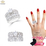 แหวนเพชรคู่ผู้หญิง ประดับเพชรCZ แหวนเพชรเม็ดชู คู่กับแหวนเพชรเรียง 3 แถว สแตคเป็นเซต การสแตคแบบนี้เหมาะสำหรับสาวๆที่ชอบความหรูหรา ใหญ่อลังการ อะไรที่เป็นเซตอยู่แล้วก็ยิ่งจะดูเจ๋งไปเลย