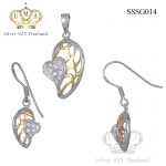 ต่างหูพร้อมจี้ ( ชุบทอง ) = Earring with Pendant ( Gold )