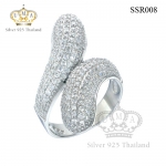 แหวนเงินแท้925เพรชประดับเพรชแท้สวิส เกรดดี น้ำใส