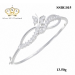 กำไลเงินแท้925ประดับเพรชแท้สวิส เกรดดี น้ำใส