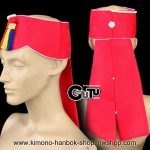 หมวกเกาหลีรุ่นพู่ประดับ สีแดง