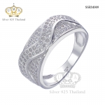 แหวนเงินแท้925เพรชประดับเพรชแท้สวิส เกรดดี น้ำใส