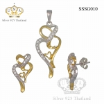 ต่างหูพร้อมจี้ ( ชุบทอง ) = Earring with Pendant ( Gold )