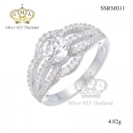 แหวนเงินแท้925เพรชประดับเพรชแท้สวิส เกรดดี น้ำใส